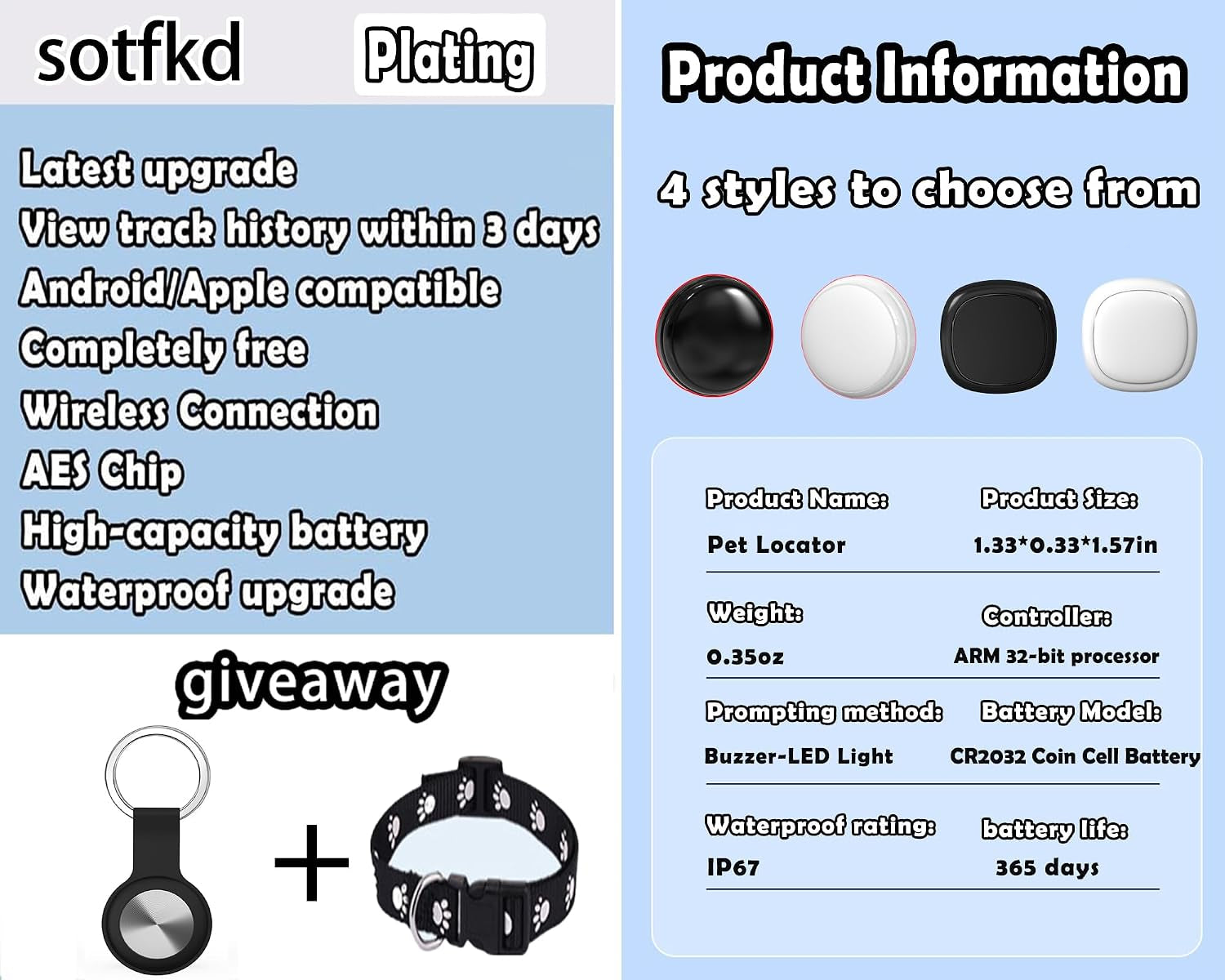 Dog Tracker Gps-Cat Tracker Collar-Cat GPS Tracker-Gps Tracker for Dogs&Cats | Dual-System Tracker | Android and Ios Universal | No Monthly Fee | Waterproof | Works with Any Collar