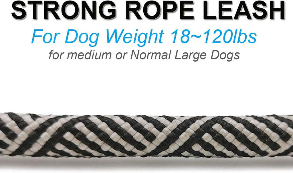 Short Dog Leash- 18 Inch Traffic Rope Dog Leash with Padded Handle- 1/2” Strong Nylon Tab for Medium Large Dogs Training Walking (Black)