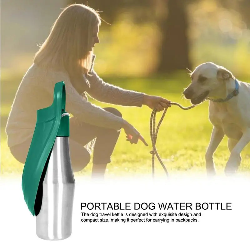 Dog Water Bottle 27Oz Stainless Steel Travel Water Dispenser Pet Accessories 2 in 1 Dog Water Bowl for Travel Outings Camping